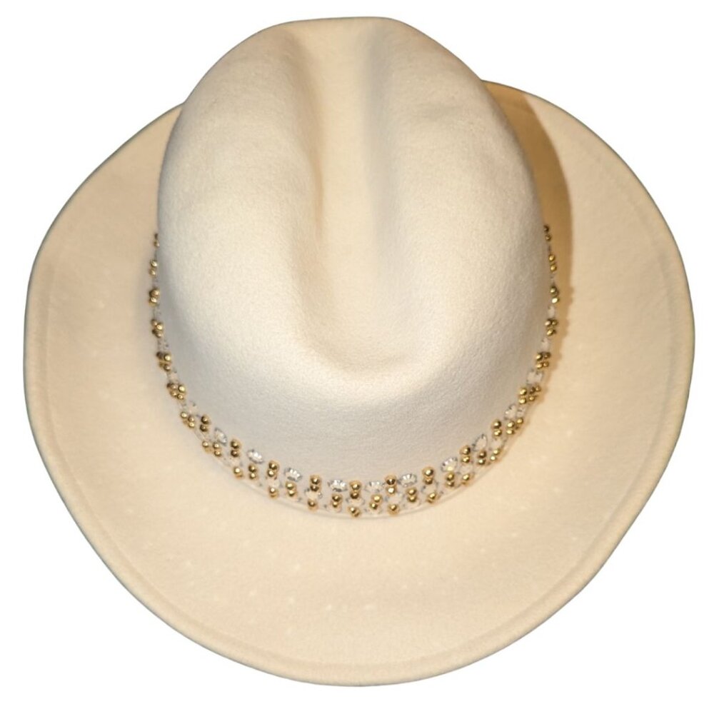 Adolfo II Rhinestone Cream Hat